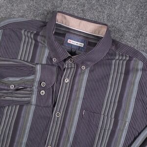 32 Bar Blues Button Down Shirt Mens 2XL Striped Long Sleeve Pocket